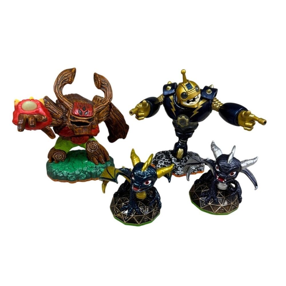 Lot Of 4 Skylanders Legendary Spyro Dark Spyro Tree Rex Legendary Bouncer